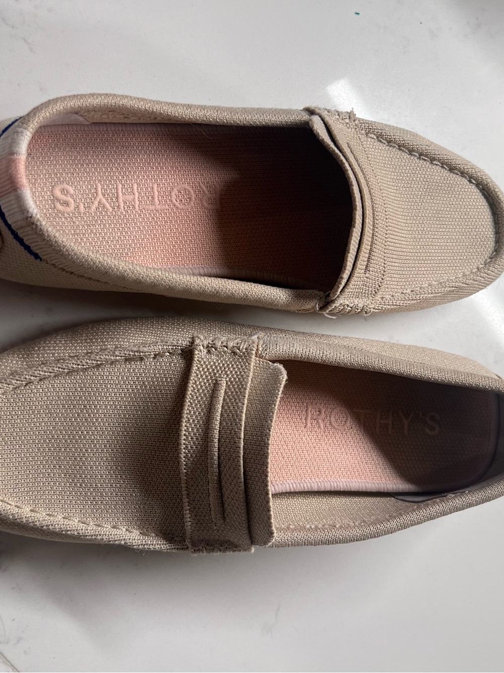 Rothy's Beige Canvas Penny Loafers